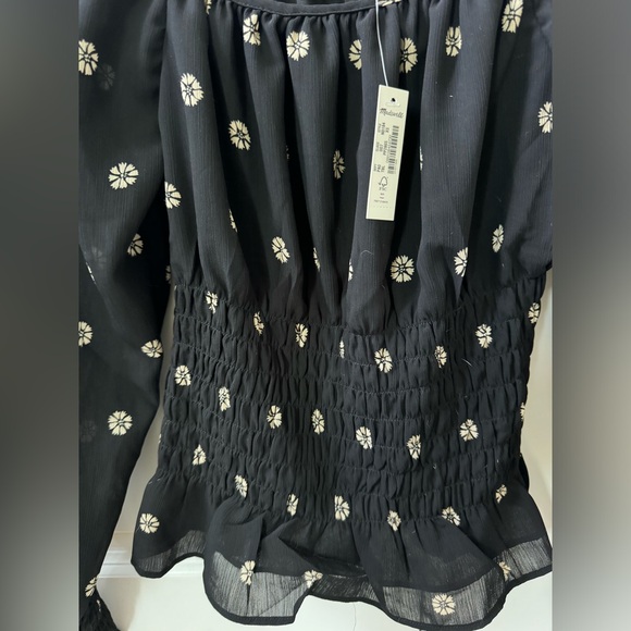 NWT Madewell Georgette Square-Neck Smock-Waist Top in Bloom Dot size xs - Picture 2 of 5